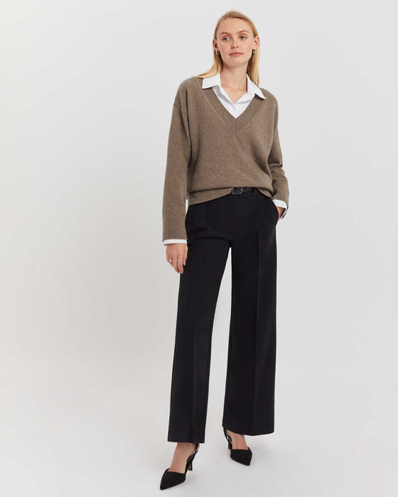 360 V-Neck Cashmere Sweater Taupe