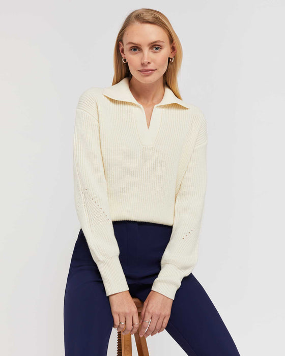Luxe Merino Collar Sweater Ivory - Final Sale