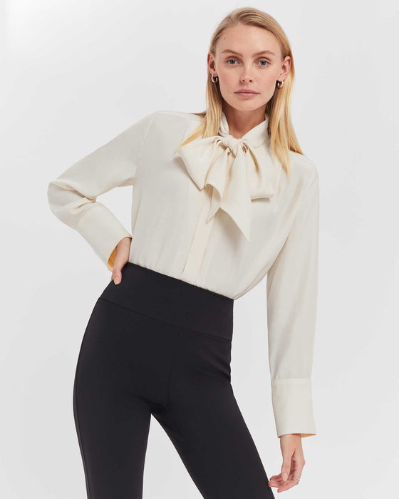 Forget Me Knot Blouse Plant Silk Ivory - Final Sale